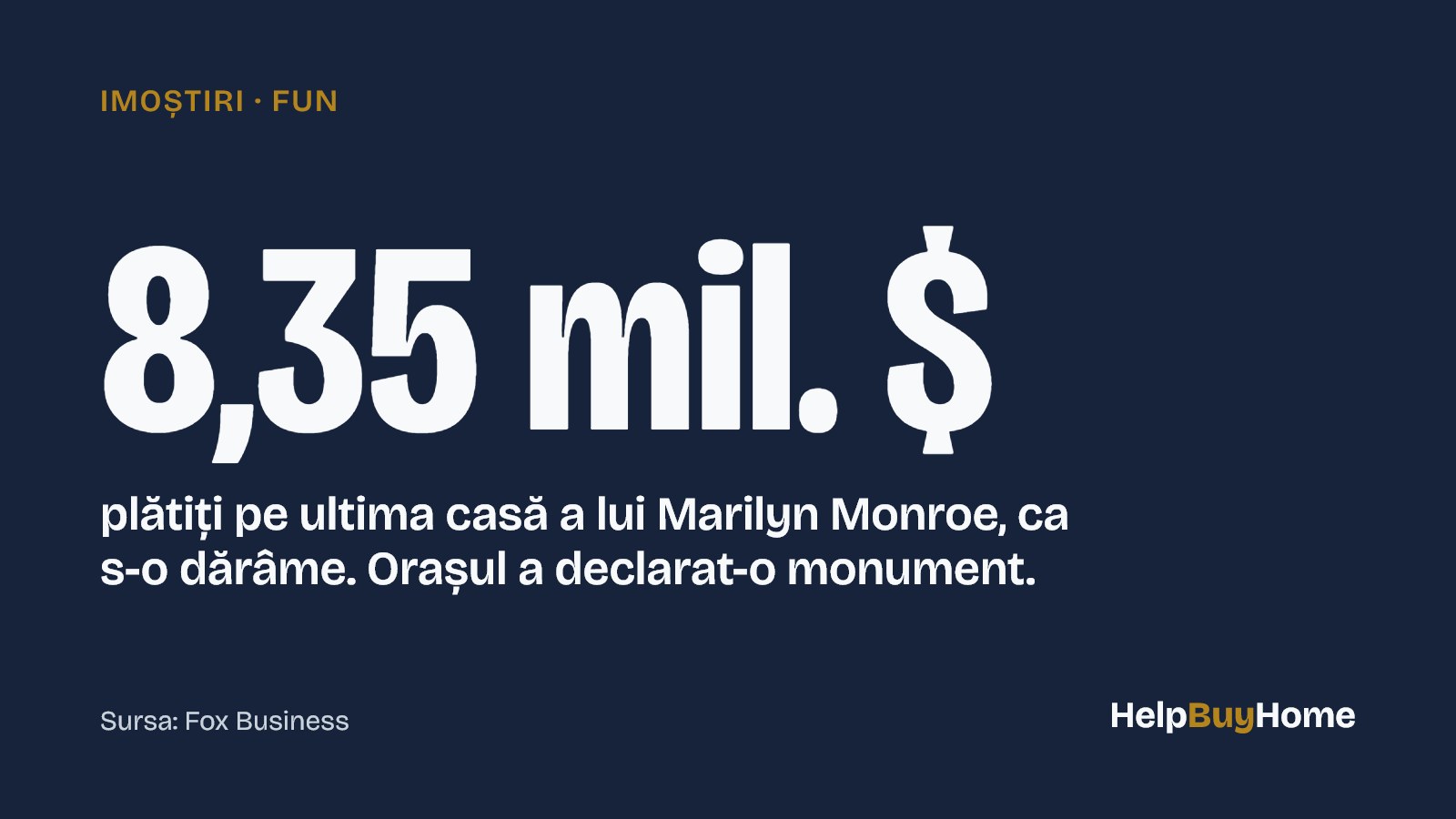 8,35 mil. $ — plătiți pe ultima casă a lui Marilyn Monroe, ca s-o dărâme. Orașul a declarat-o monument.