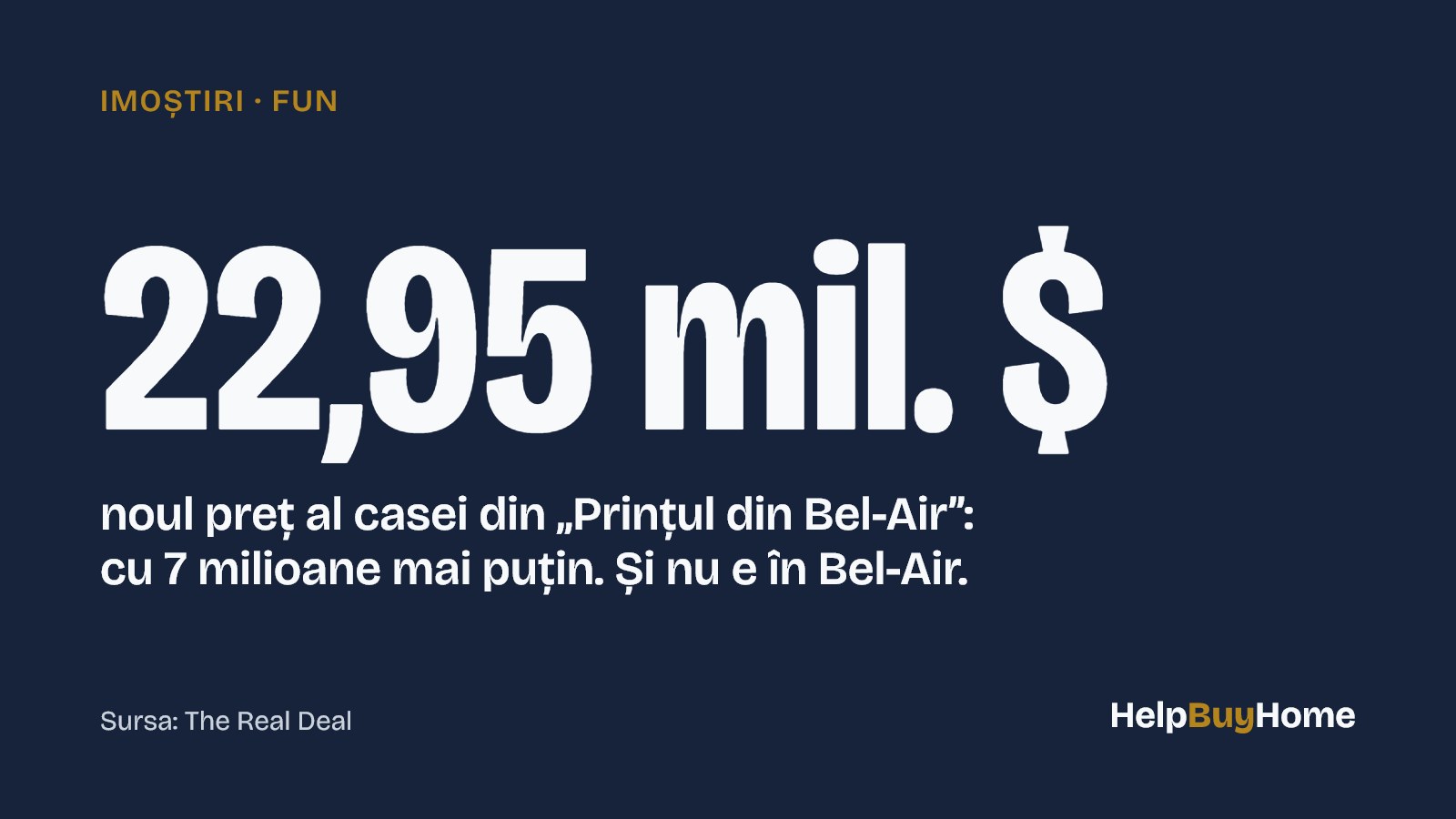 22,95 mil. $ — noul preț al casei din „Prințul din Bel-Air”: cu 7 milioane mai puțin. Și nu e în Bel-Air.